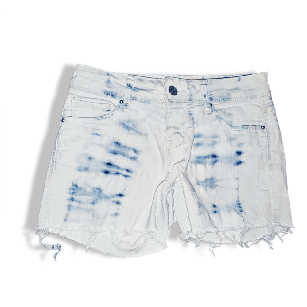 Delia's White & Blue "Bleach" Frayed Shorts